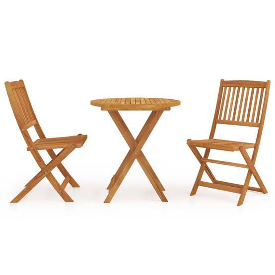 Ensemble de 3 pcs table de jardin et chaises pliable - mobilier de jardin Bois d'acacia solide-JU2588 - Image 2