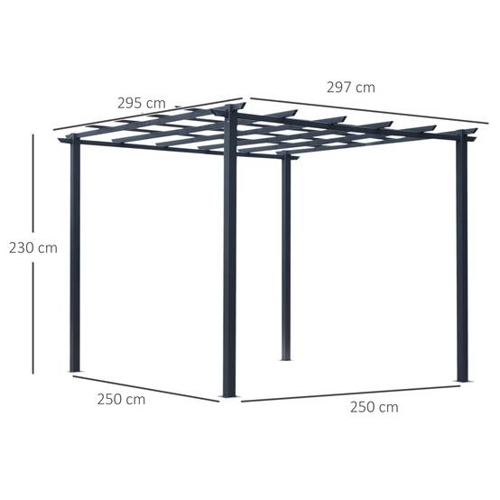 Tonnelle pergola métal jardin terrasse support plantes grimpantes 297x295x230cm noir - ComfortXL Outdoor Living - Image 3