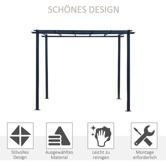 Tonnelle pergola métal jardin terrasse support plantes grimpantes 297x295x230cm noir - ComfortXL Outdoor Living - Image 6