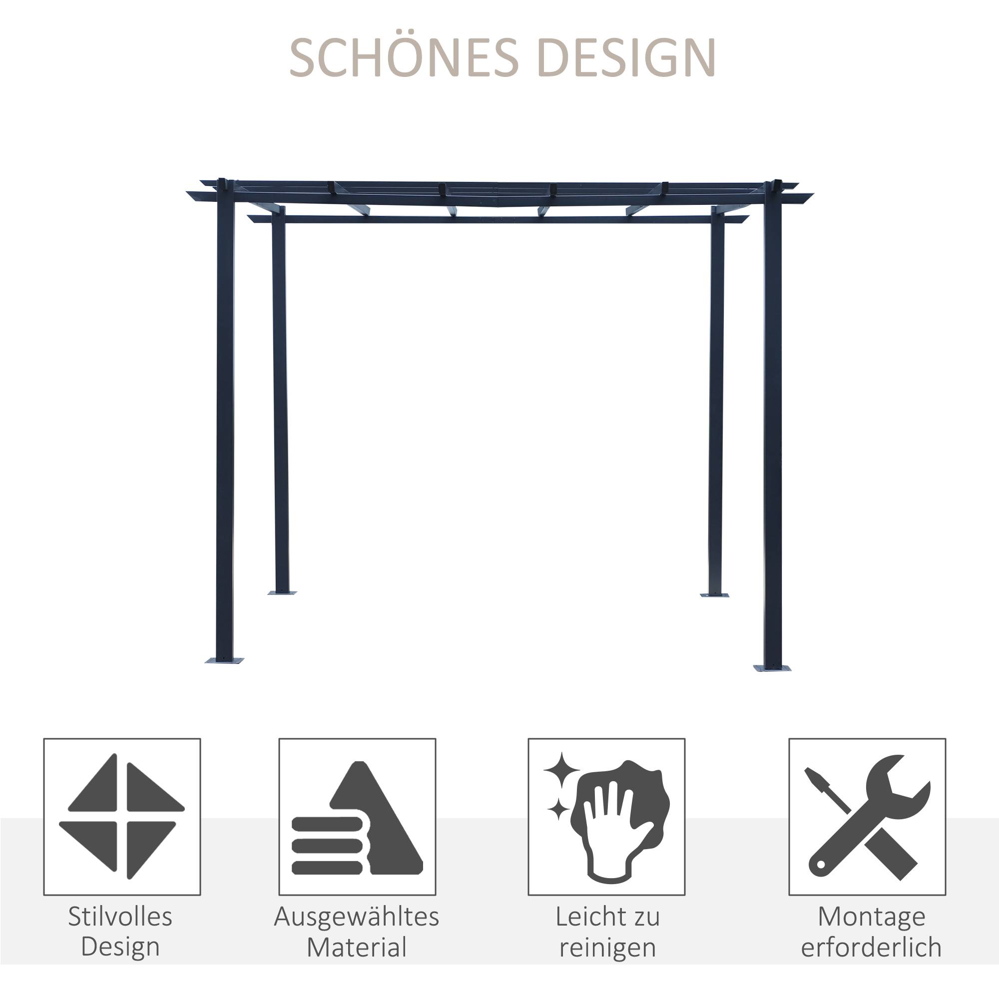 Tonnelle pergola métal jardin terrasse support plantes grimpantes 297x295x230cm noir - ComfortXL Outdoor Living - Image 6