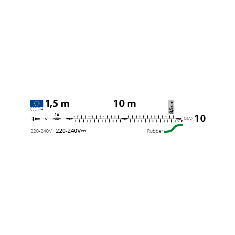 Lotti - Guirlande lumineuse LED 10M blanc froid raccordable professionnelle 230V IP67 extérieure Lotti - Imagen 2