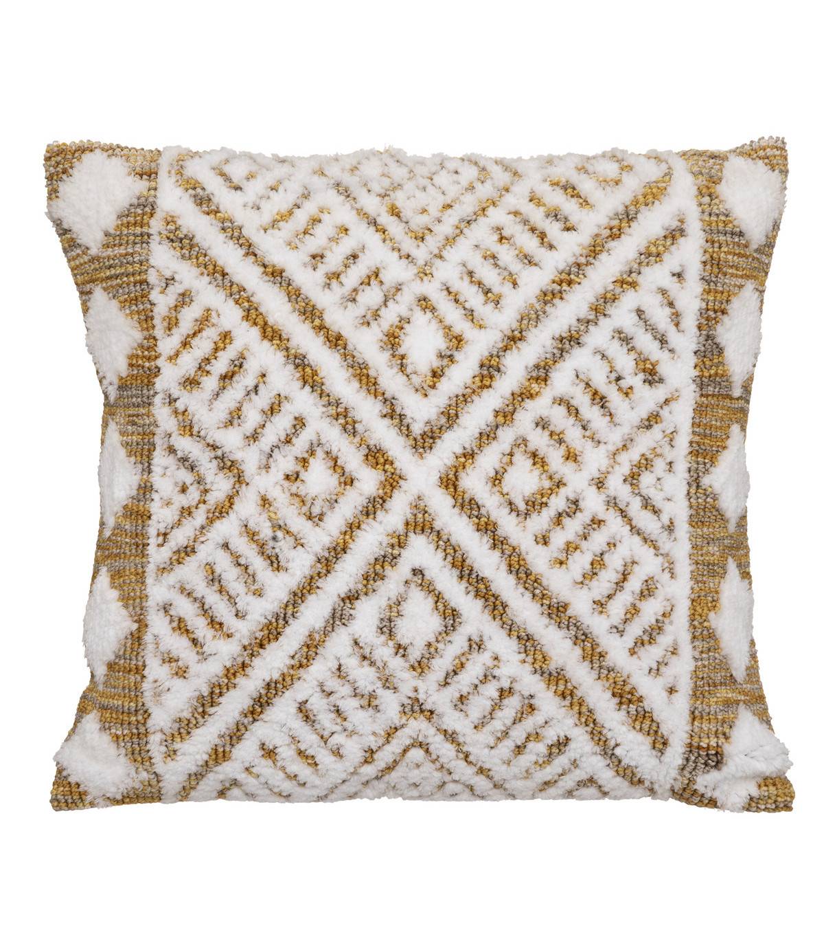 Coussin décoratif en coton Ivoire motifs tuftés 45 x 45 cm - Imagen 1