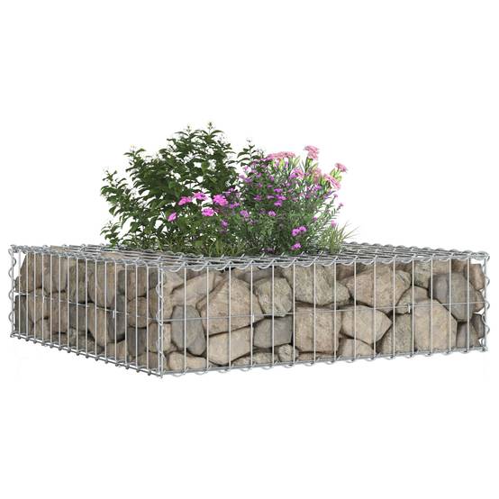 Lit surélevé gabion Acier galvanisé Argenté 80 x 80 x 20 cm - PANGIVO - Image 4