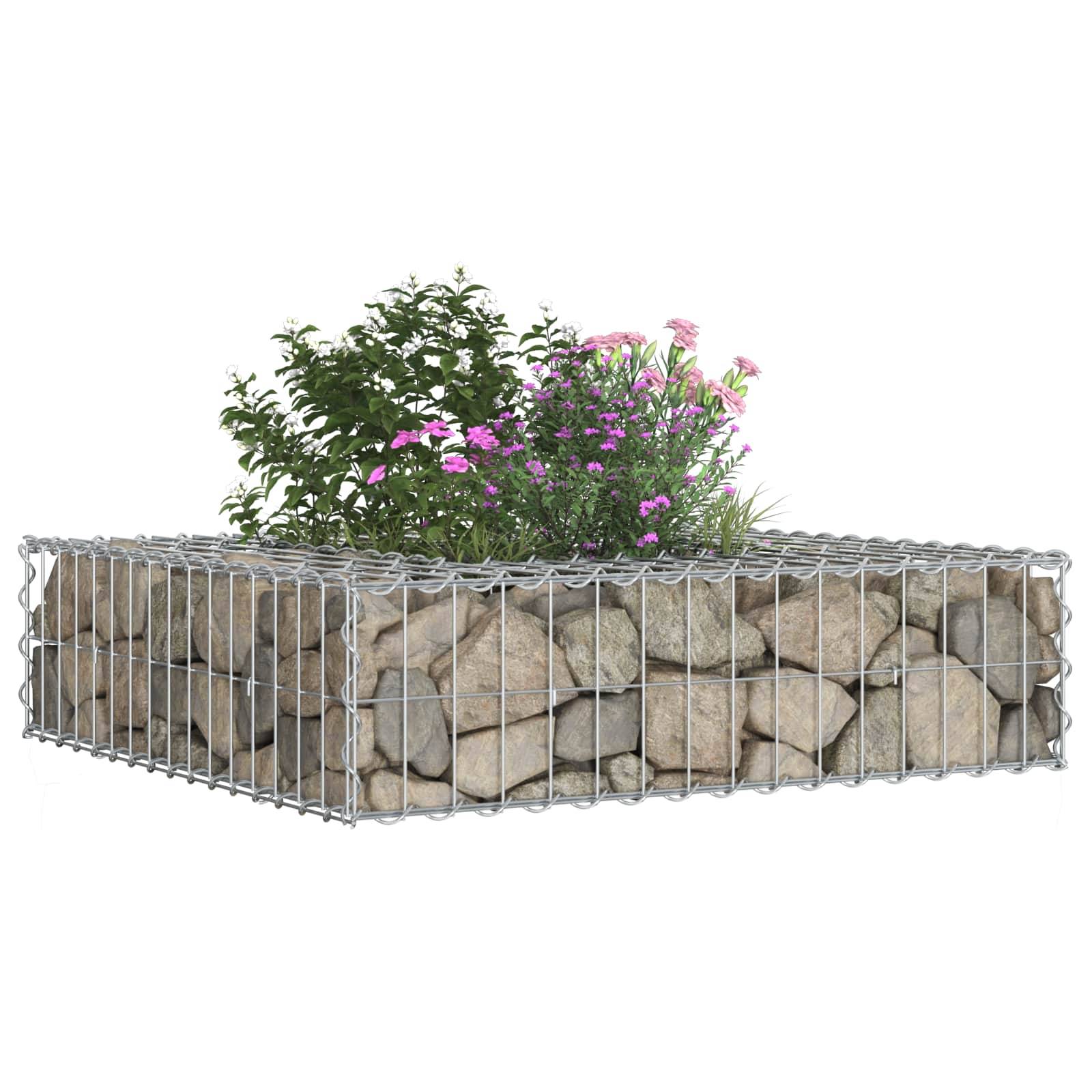Lit surélevé gabion Acier galvanisé Argenté 80 x 80 x 20 cm - PANGIVO - Image 4