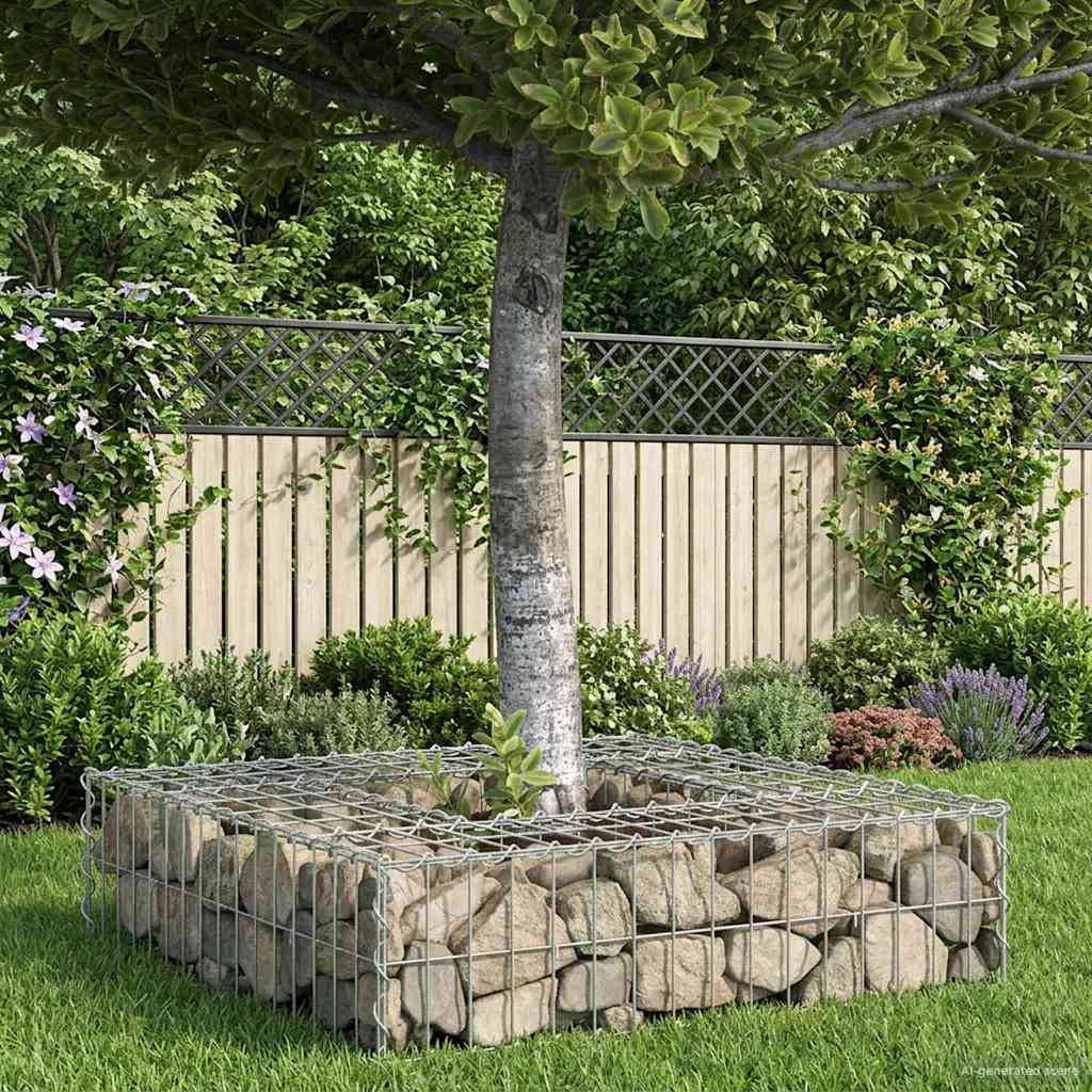 Lit surélevé gabion Acier galvanisé Argenté 80 x 80 x 20 cm - PANGIVO - Image 1