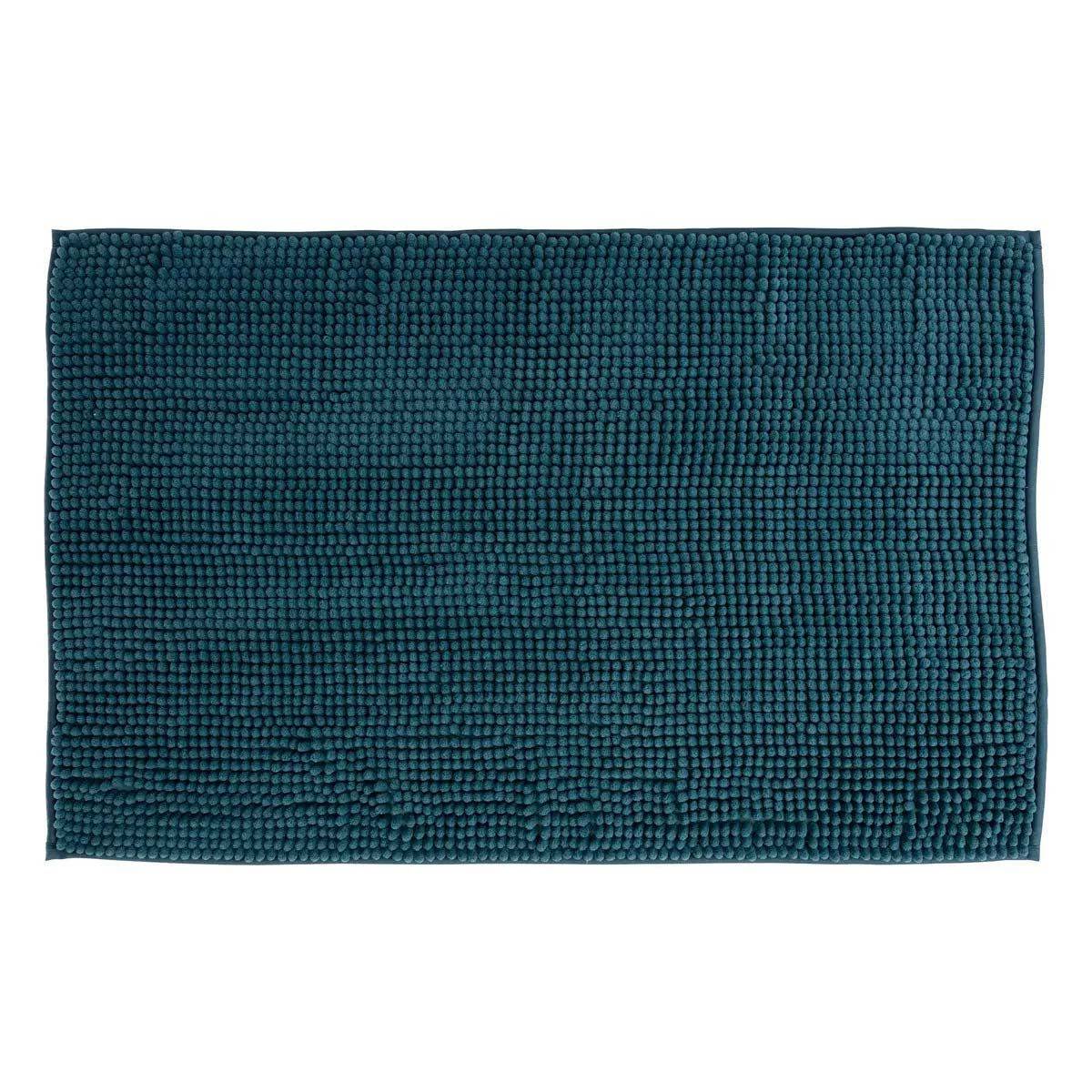 Tapis de Salle de Bain "Chenille" 50x80cm Bleu Pétrole - Image 1