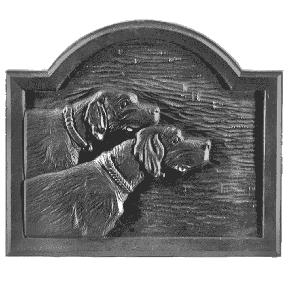 Plaque de cheminée Deux chiens Dommartin grise L.58cm x H.49.5cm - Imagen 1