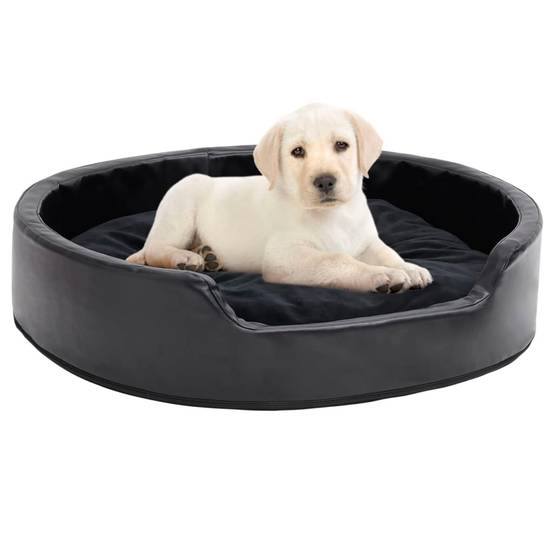 Lit pour chien déhoussable similicuir et peluche Noir 79x70 cm – ComfortXL Pet Living - Image 1
