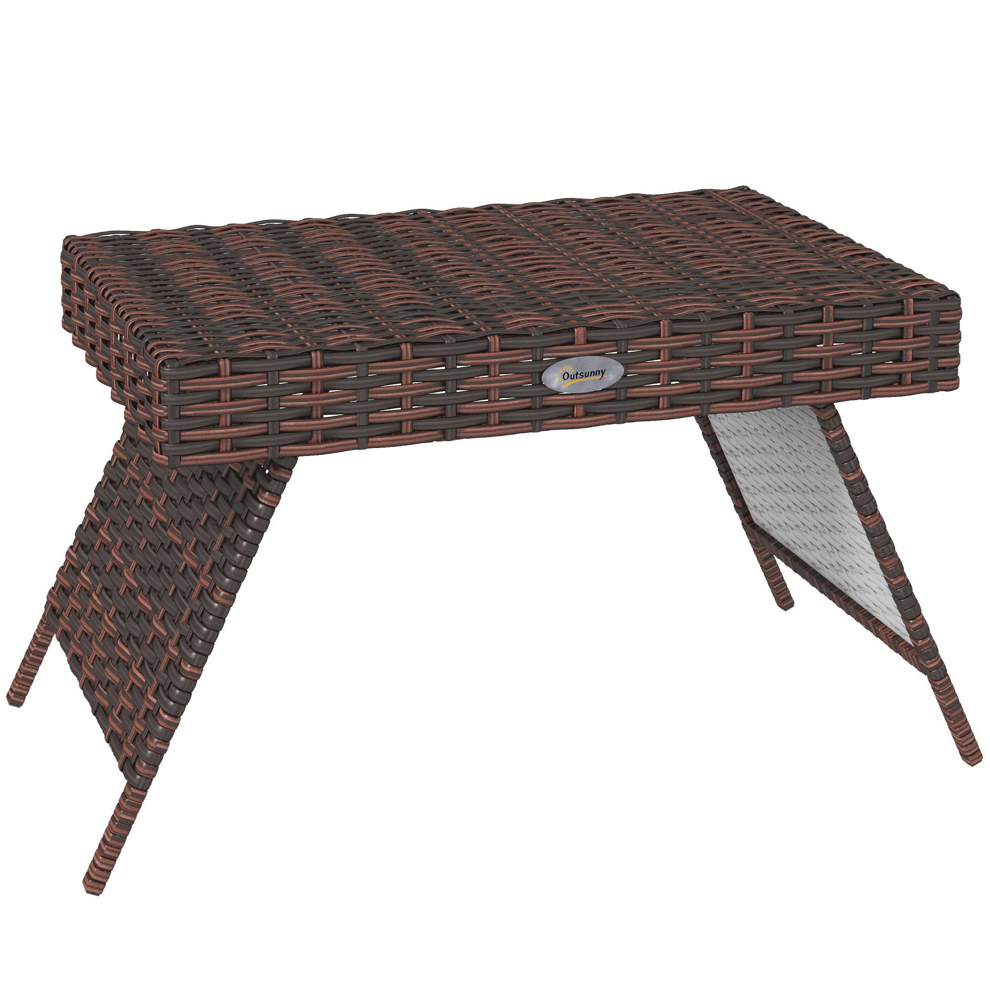 Table de jardin pliante en rotin résistante 60x41x41cm, marron, idéale pour balcon et terrasse - Image 1