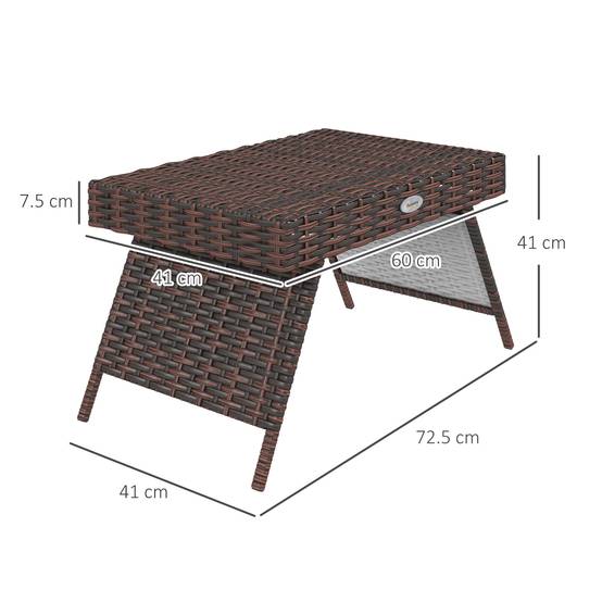 Table de jardin pliante en rotin résistante 60x41x41cm, marron, idéale pour balcon et terrasse - Image 3