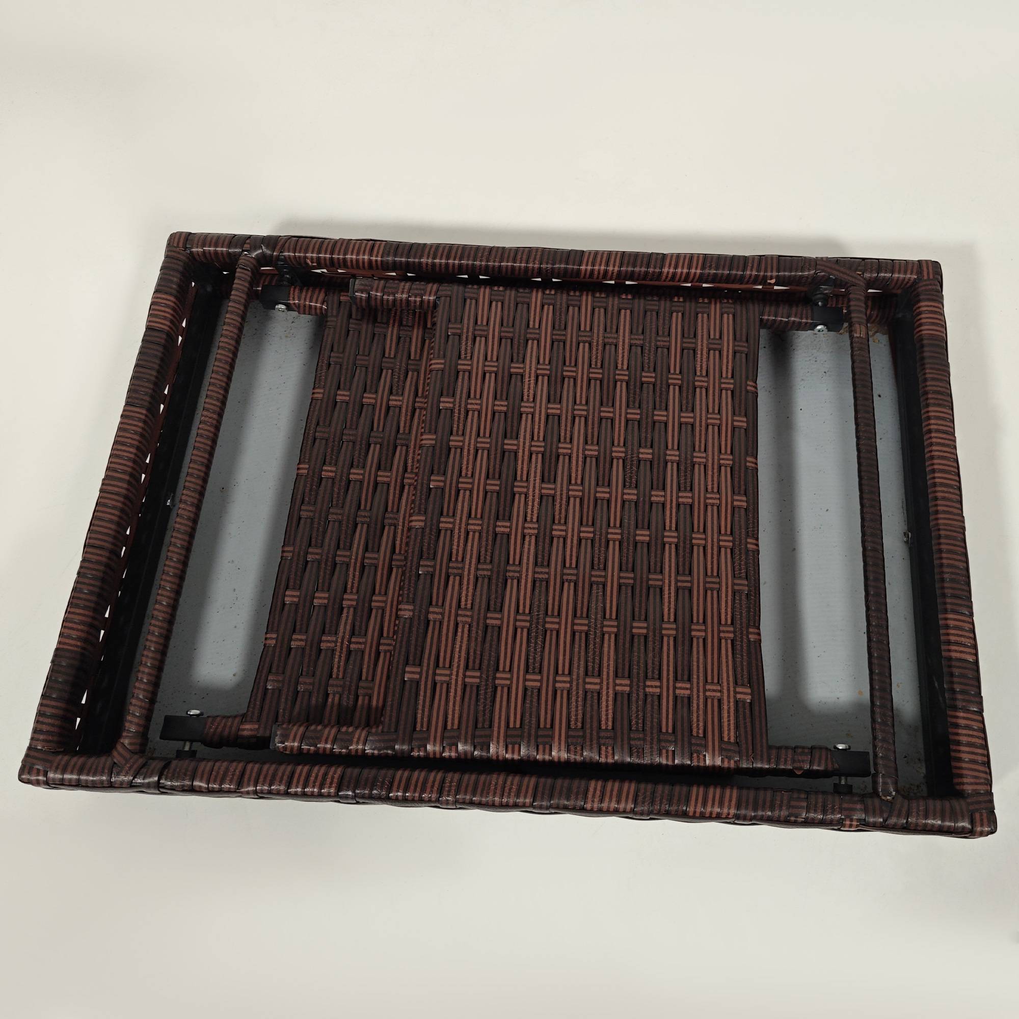 Table de jardin pliante en rotin résistante 60x41x41cm, marron, idéale pour balcon et terrasse - Image 7