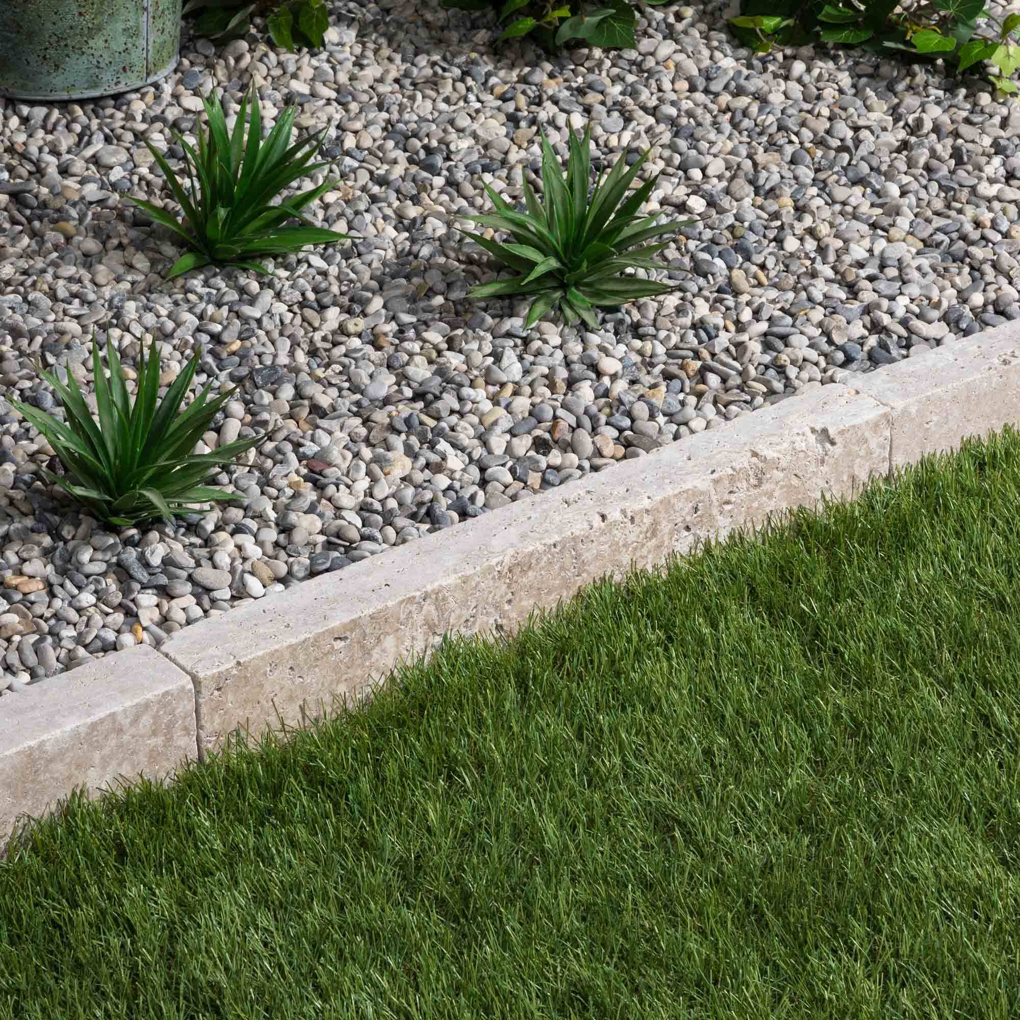RO'MA Nature - Bordure de jardin Travertin Beige Mix 50x7x5 cm (lot de 15 bordures soit 7,5 mètres) - RO'MA NATURE