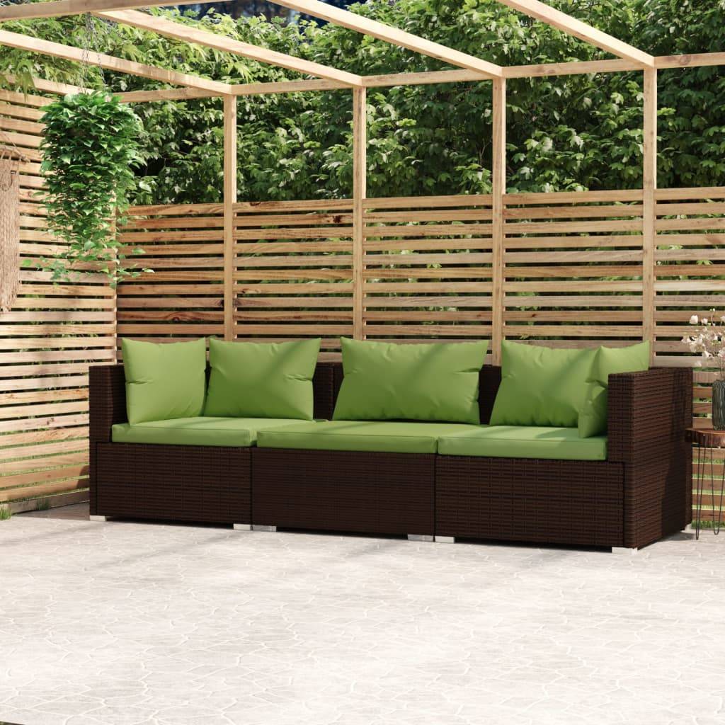 Vidaxl - Canapé 3 places avec coussins Marron Résine tressée vidaXL 317555 - Imagen 1