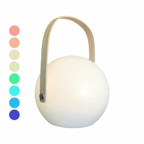Wilsa Garden - Lampe LED extérieure sans fil ronde multicolore avec anse bambou ATOM - Imagen 7