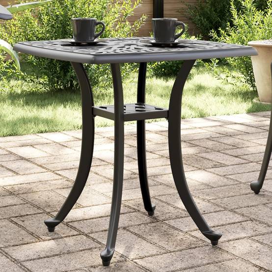 Table de jardin aluminium coulé noir 53 x 53 x 53 cm, Poids :4.55kg - PANGIVO - Image 1