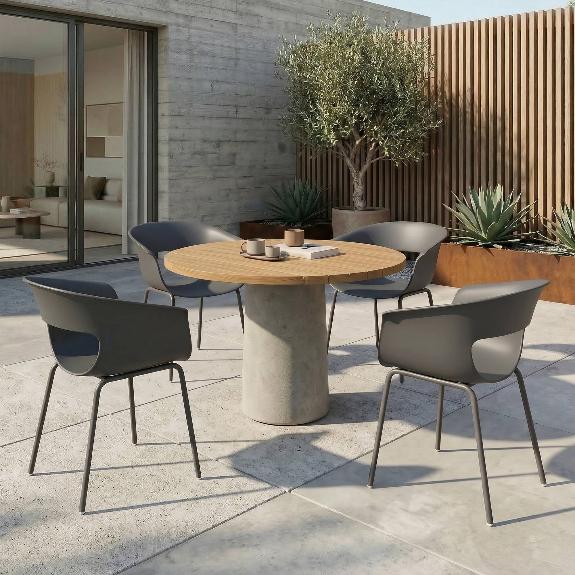 ComfortXL - Lot de 4 chaises de jardin métal et plastique gris foncé 61 x 51 x 74 cm terrasse ergonomiques résistantes - Image 1
