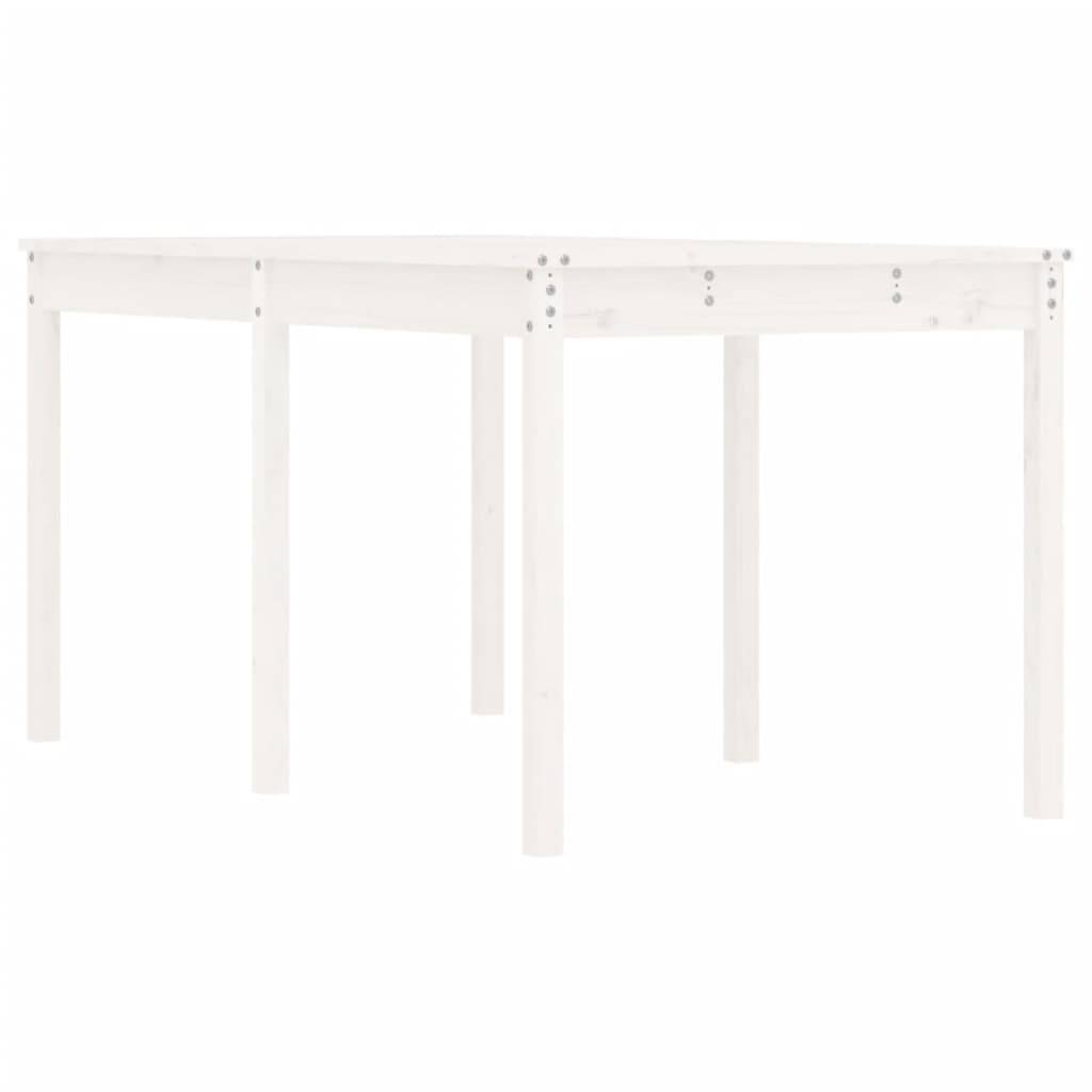 Table de Jardin Familiale Blanche 159,5cm en Bois de Pin Massif pour Terrasse et Patio – ComfortXL Outdoor Living - Image 2