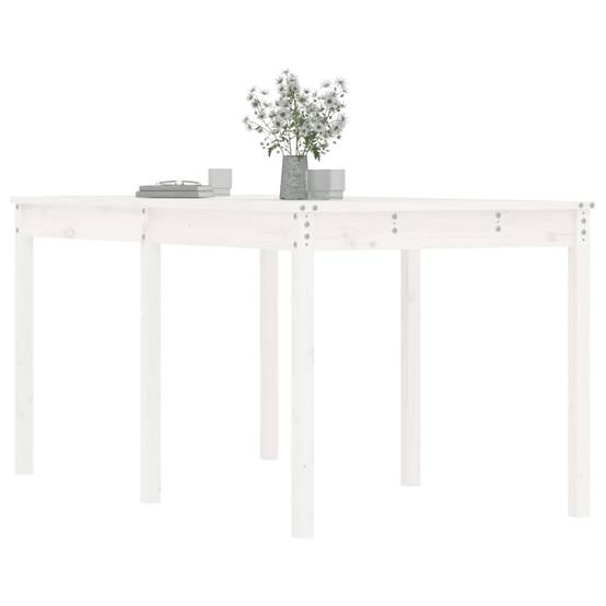 Table de Jardin Familiale Blanche 159,5cm en Bois de Pin Massif pour Terrasse et Patio – ComfortXL Outdoor Living - Image 4