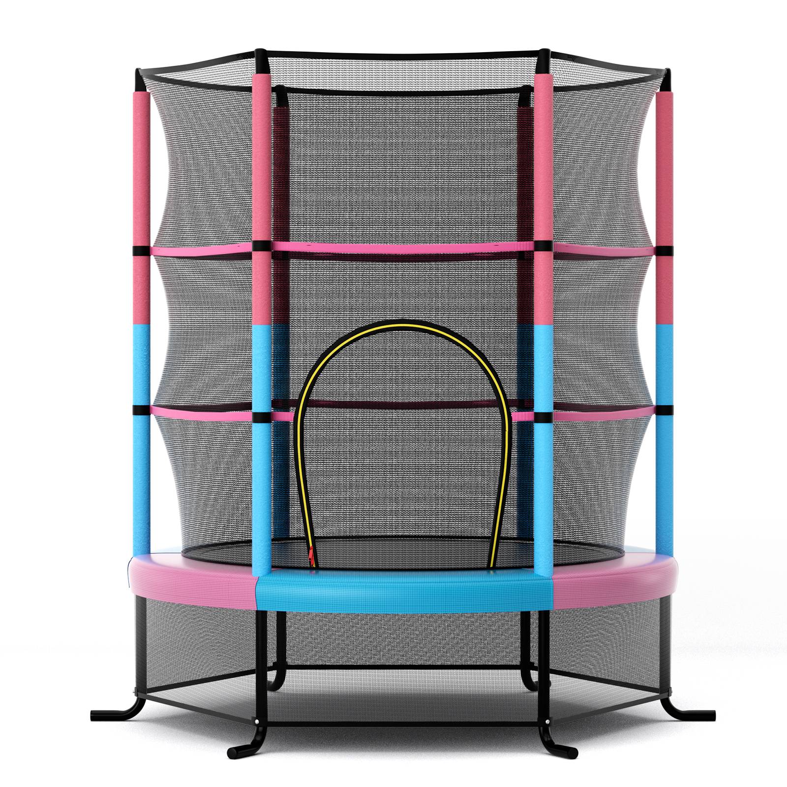 Trampoline de Jardin pour Enfants Ø165CM avec Filet de Protection121cm Appuis de Ressorts et Structure en Acier Rose F412R - Image 1