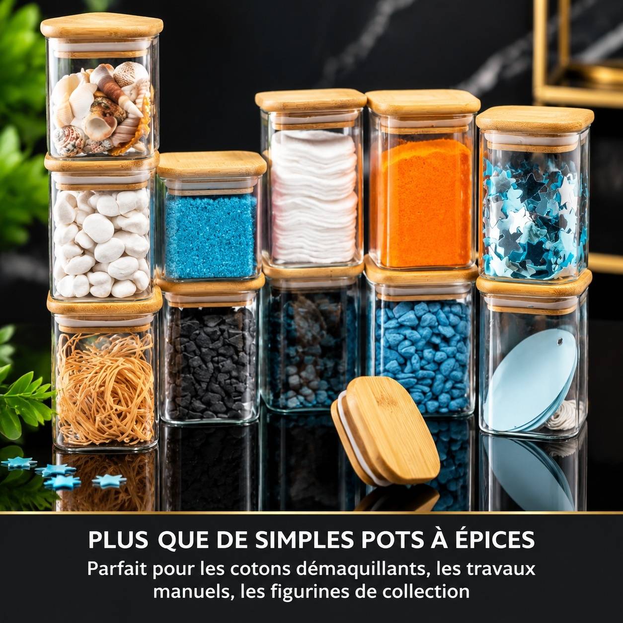 12 Pots Épices Verre Bambou avec Couvercles, Étiquettes et Marqueurs - Image 7