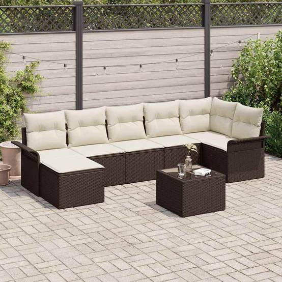ComfortXL - Salon de jardin modulable 7 places polyrotin texturé avec table et rangement pour jardin Marron – ComfortXL Outdoor Living - Image 1