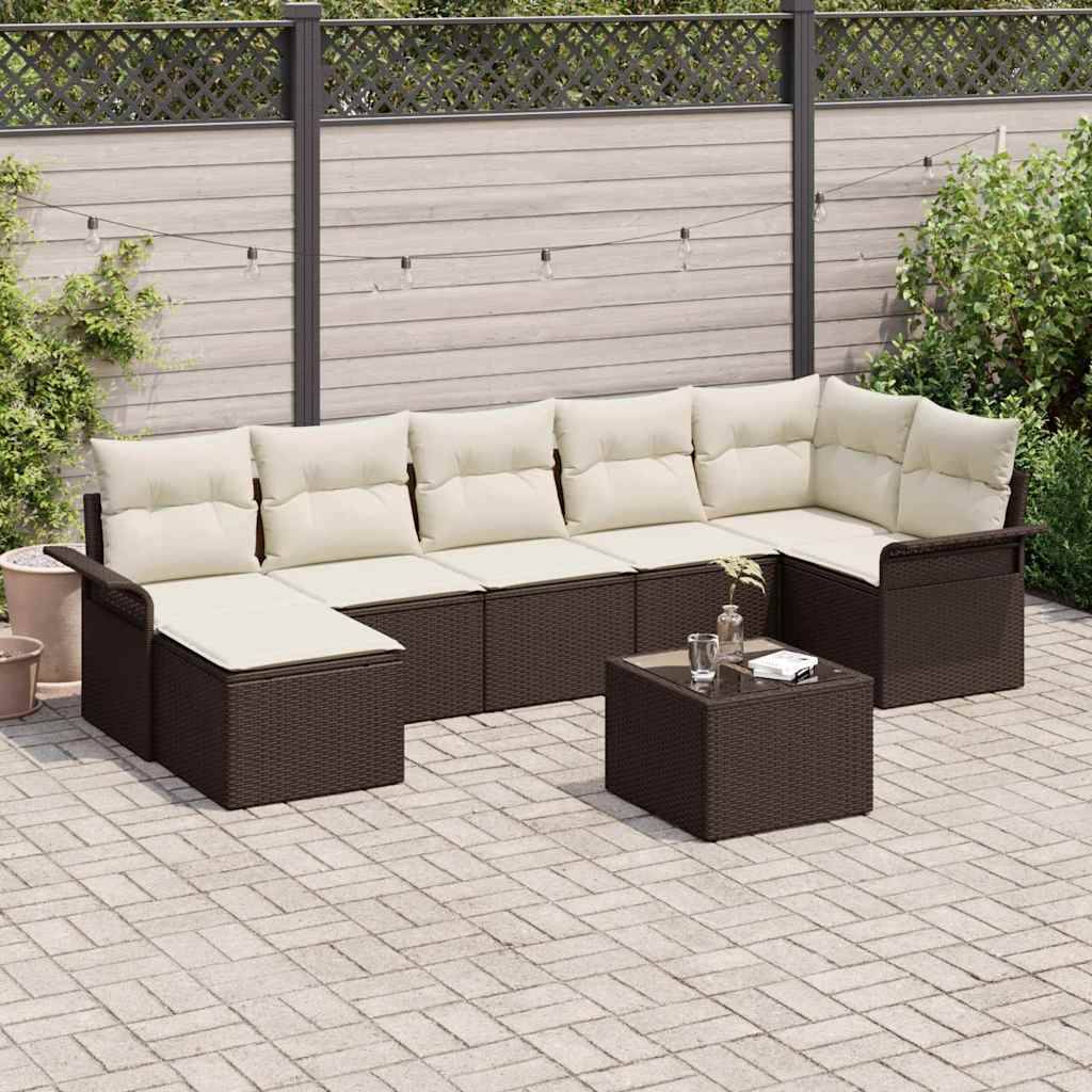 ComfortXL - Salon de jardin modulable 7 places polyrotin texturé avec table et rangement pour jardin Marron – ComfortXL Outdoor Living - Image 1