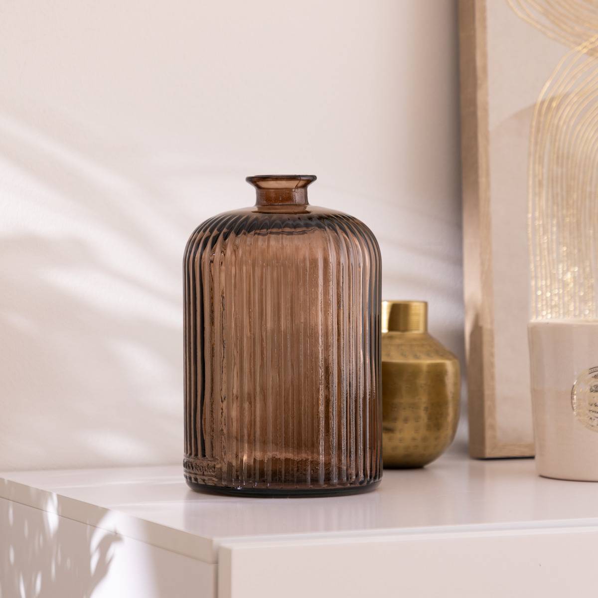 Atmosphera - Vase "Luz" verre recyclé marron H23cm - Atmosphera Créateur d'intérieur - Image 1