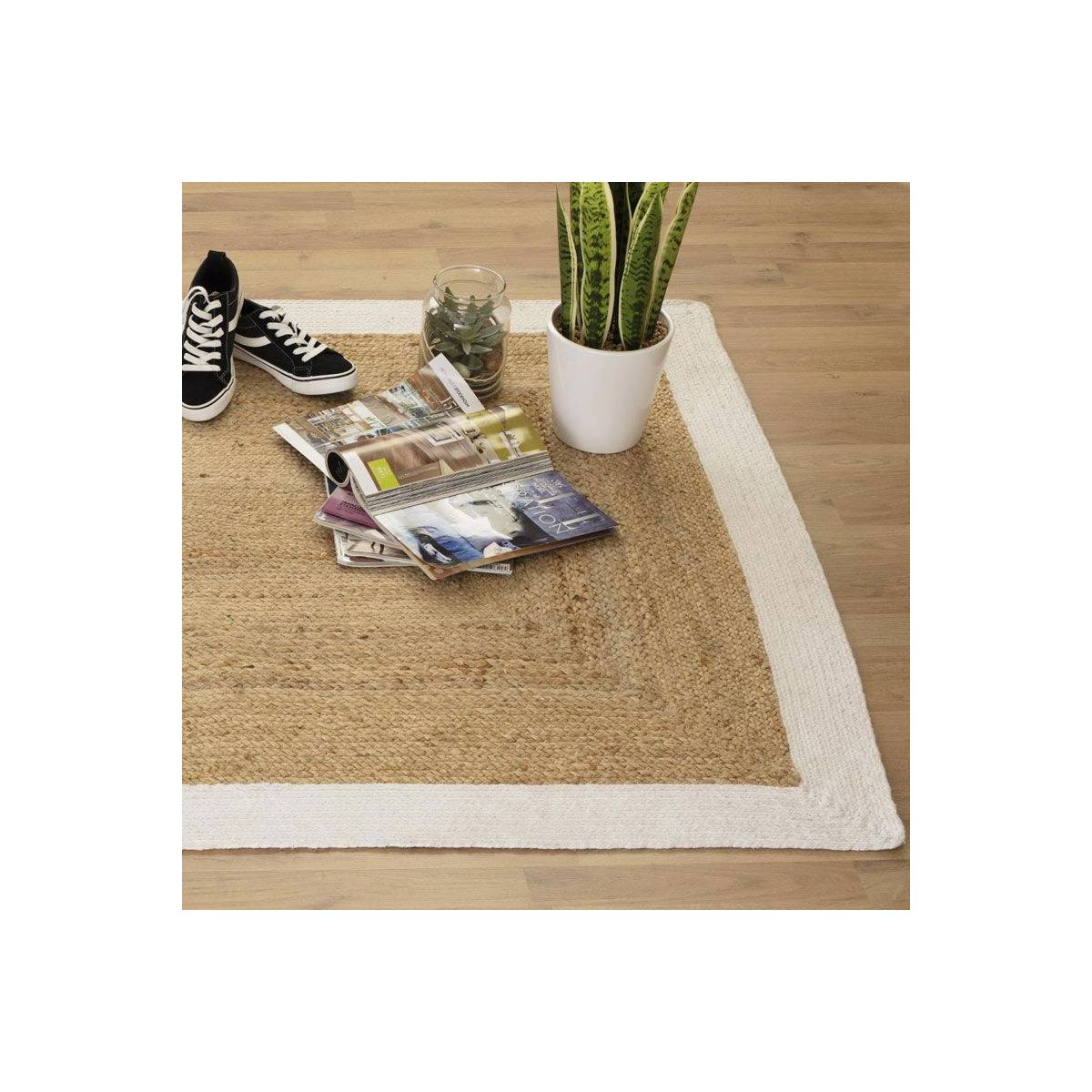 Tapis jute naturel bord blanc 120x170 Atmosphera - Image 5