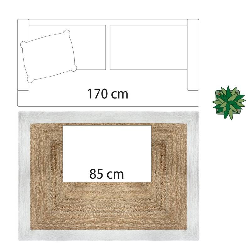 Tapis jute naturel bord blanc 120x170 Atmosphera - Image 3