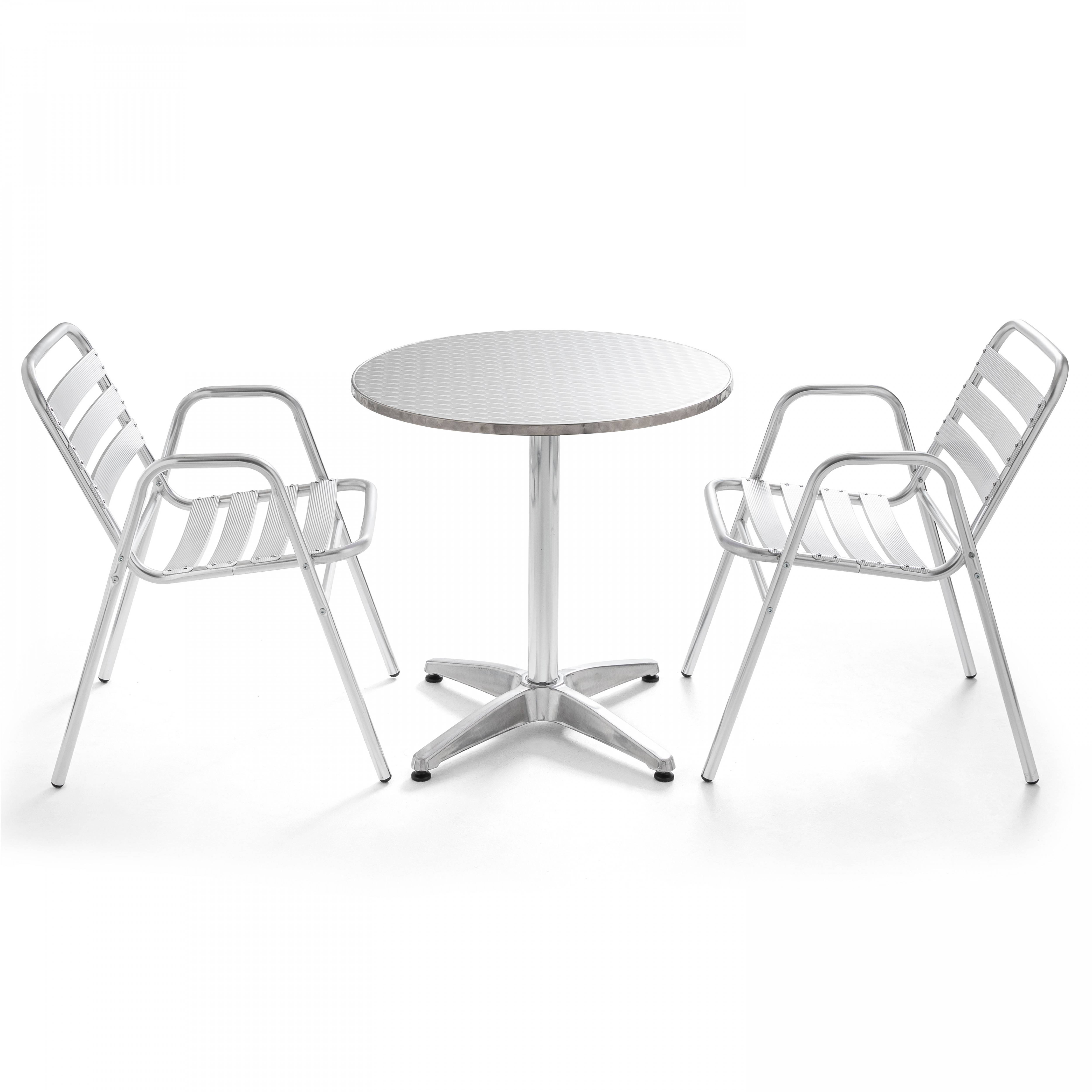 Oviala - Table de jardin ronde en aluminium 2 places Camden - Oviala - Imagen 1