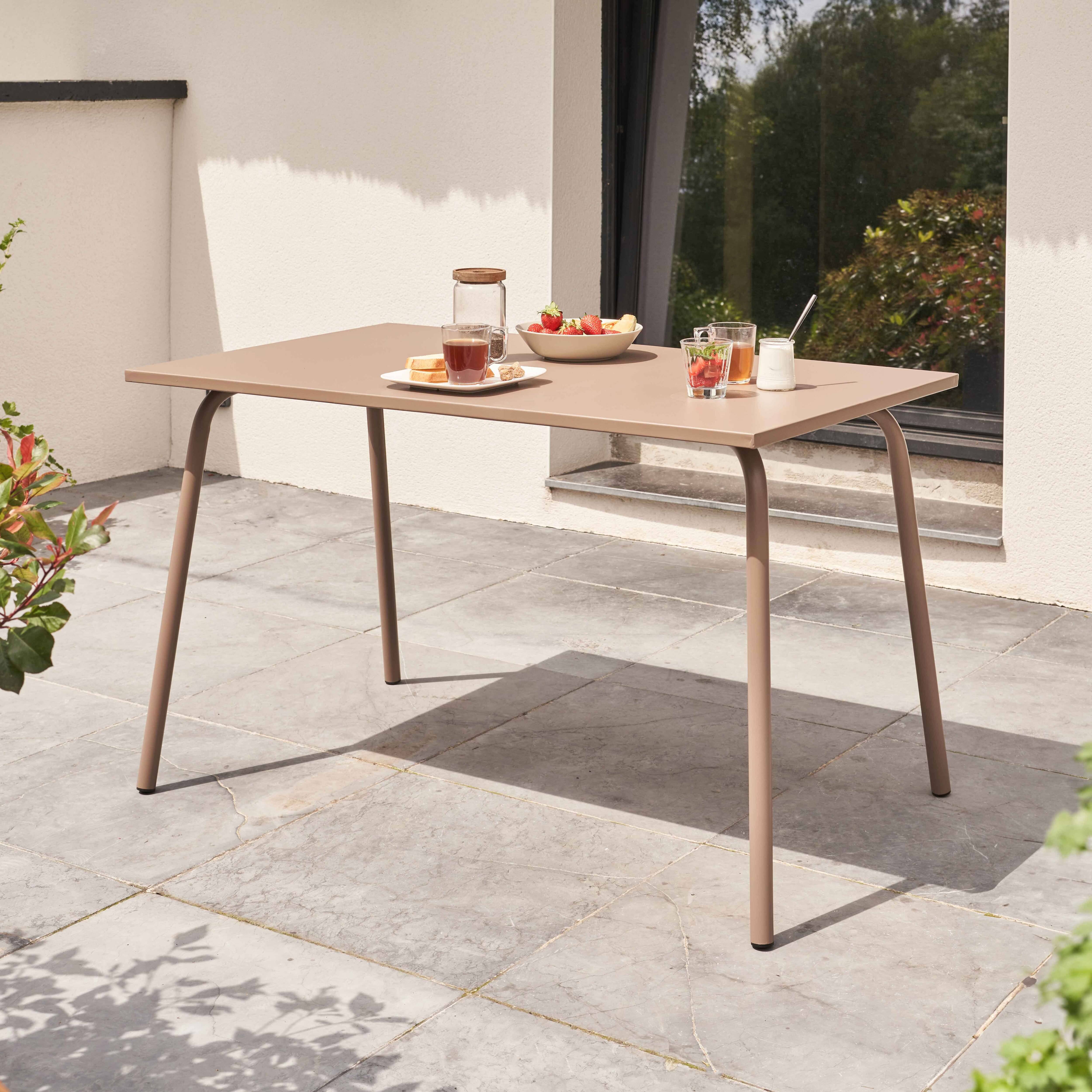 Oviala - Table de jardin en acier 6 places 120 cm taupe Palavas - Oviala - Imagen 2
