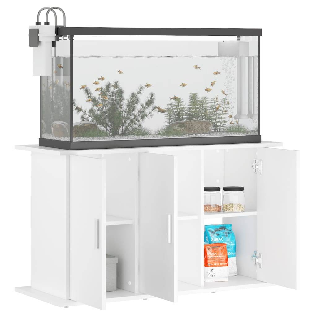 Meuble Aquarium Bois Ingénierie avec Rangement 6 Portes pour Salon 101x41x58 cm Blanc - ComfortXL Outdoor Living - Image 3