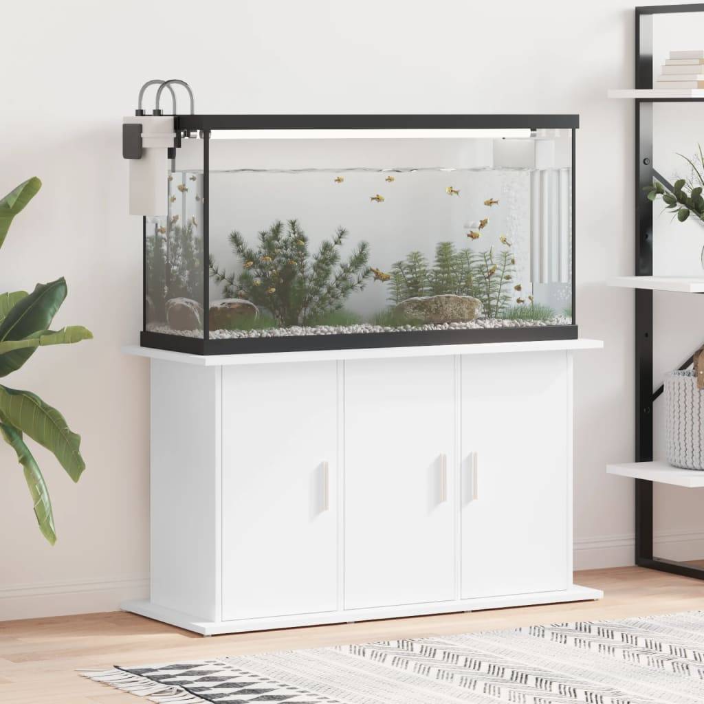 Meuble Aquarium Bois Ingénierie avec Rangement 6 Portes pour Salon 101x41x58 cm Blanc - ComfortXL Outdoor Living - Image 1