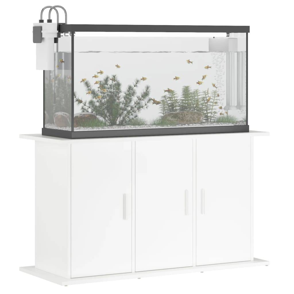 Meuble Aquarium Bois Ingénierie avec Rangement 6 Portes pour Salon 101x41x58 cm Blanc - ComfortXL Outdoor Living - Image 4