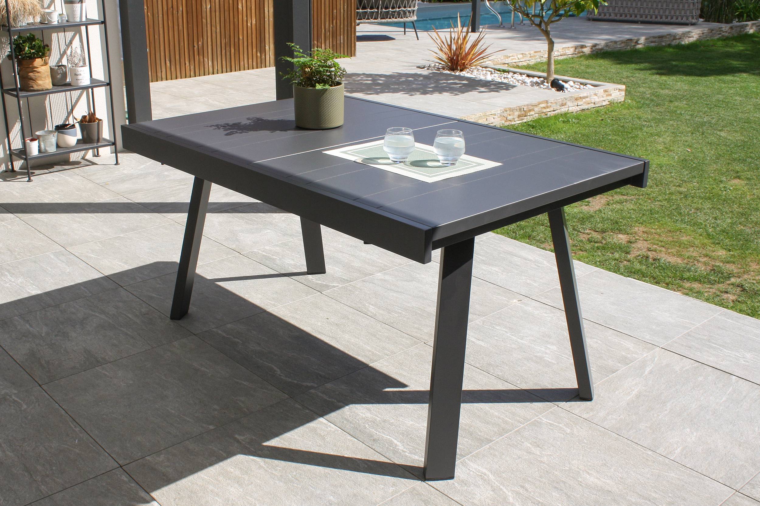 Dcb Garden - Ensemble repas de jardin 8 places en aluminium - Gris anthracite - STOCKHOLM - Image 2