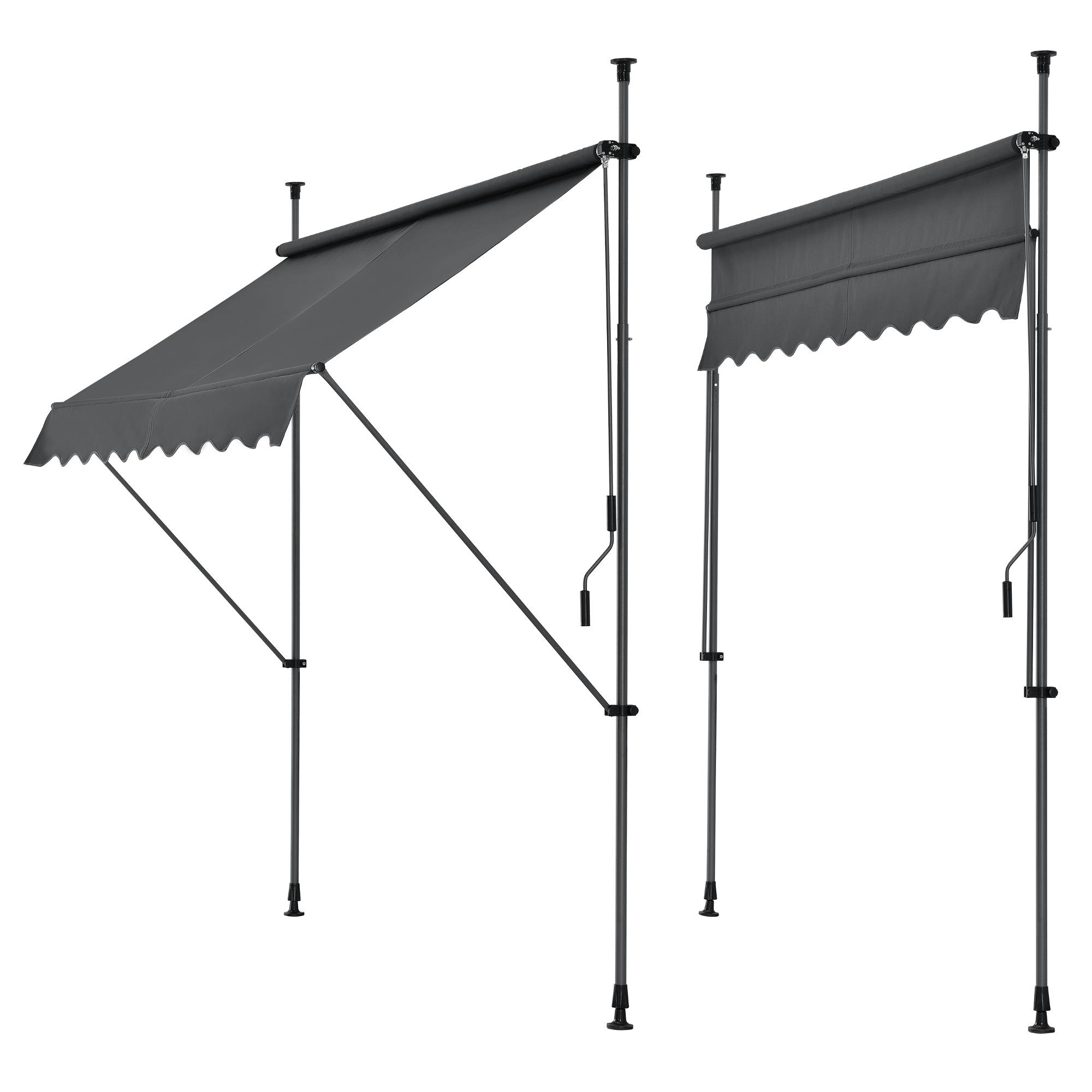 Pro.Tec - Store Banne Manuel Auvent Téléscopique 400 x 120 x 220-309 cm Gris [pro.tec] - Image 1