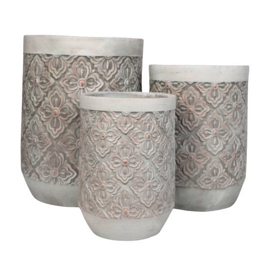 3 Cache-pots grandes tailles plante extérieur béton gris 34-41-49 cm Chemin de campagne - Imagen 1