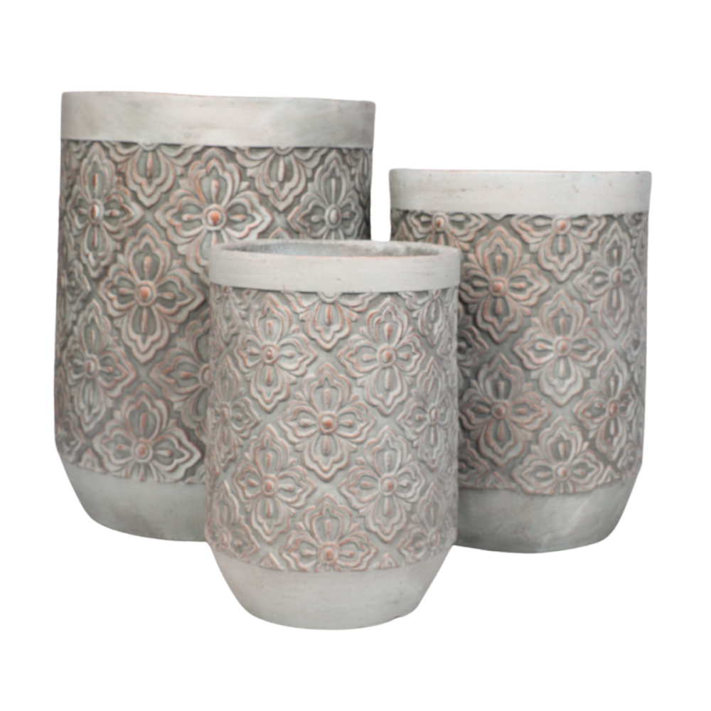3 Cache-pots grandes tailles plante extérieur béton gris 34-41-49 cm Chemin de campagne - Imagen 1