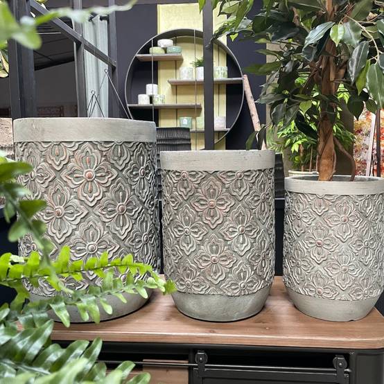3 Cache-pots grandes tailles plante extérieur béton gris 34-41-49 cm Chemin de campagne - Imagen 3