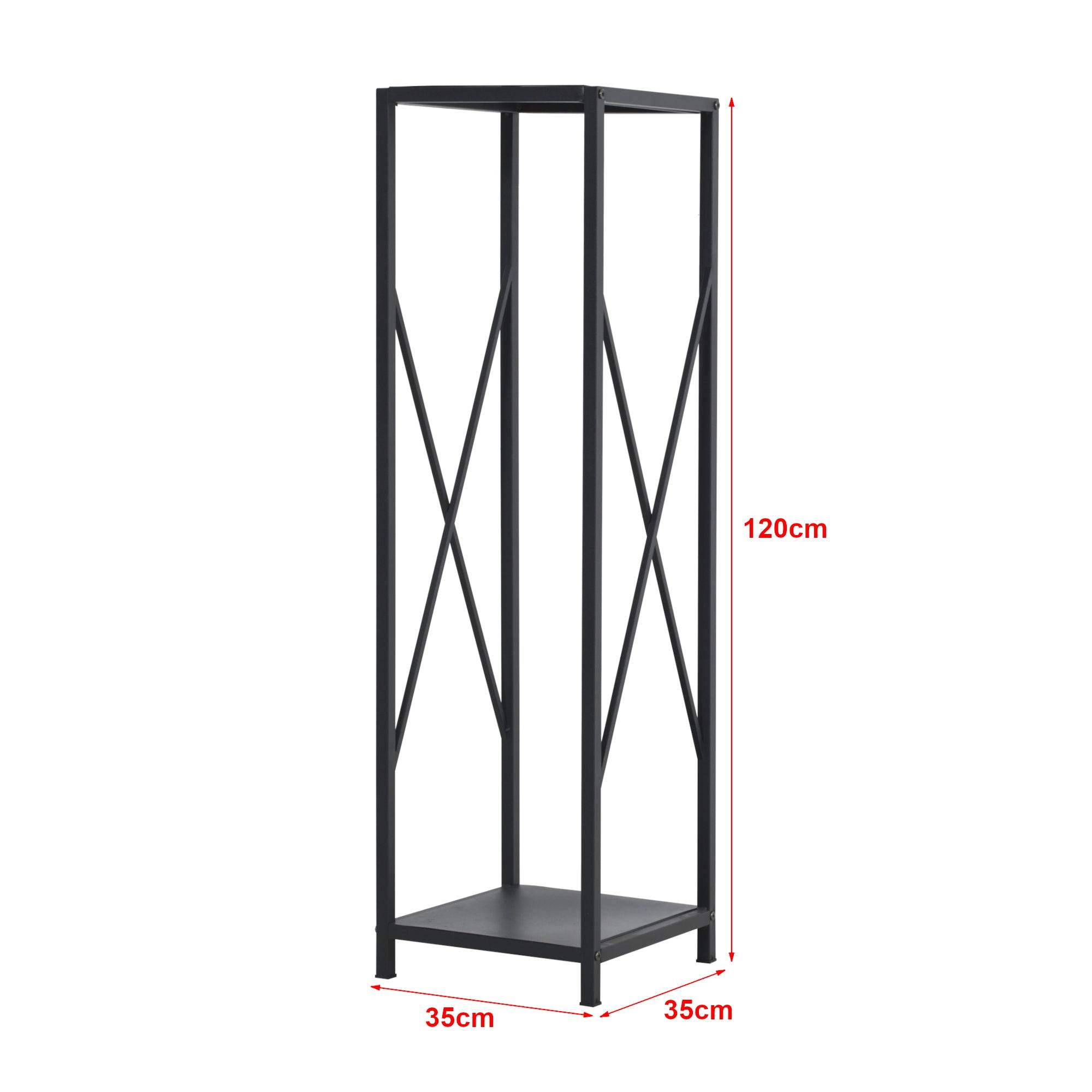 Helloshop26 - Range-bûches pour usage intérieur extérieur porte-bûches design support rangement bois de chauffage en acier 35 x 35 x 120 cm noir - Imagen 2