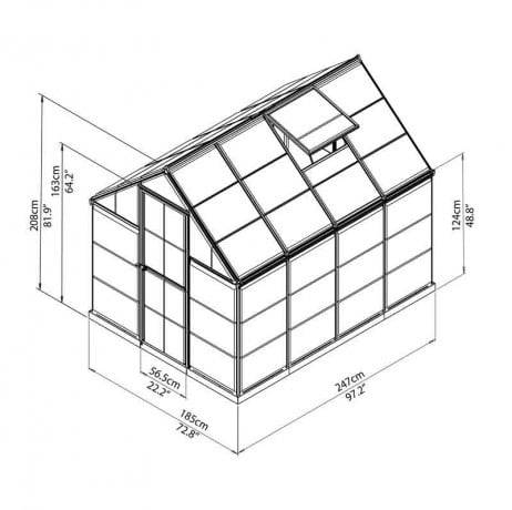 Canopia - Serre de jardin en polycarbonate Harmony  4,50 m², Couleur Vert, Ancrage au sol Oui - Imagen 6