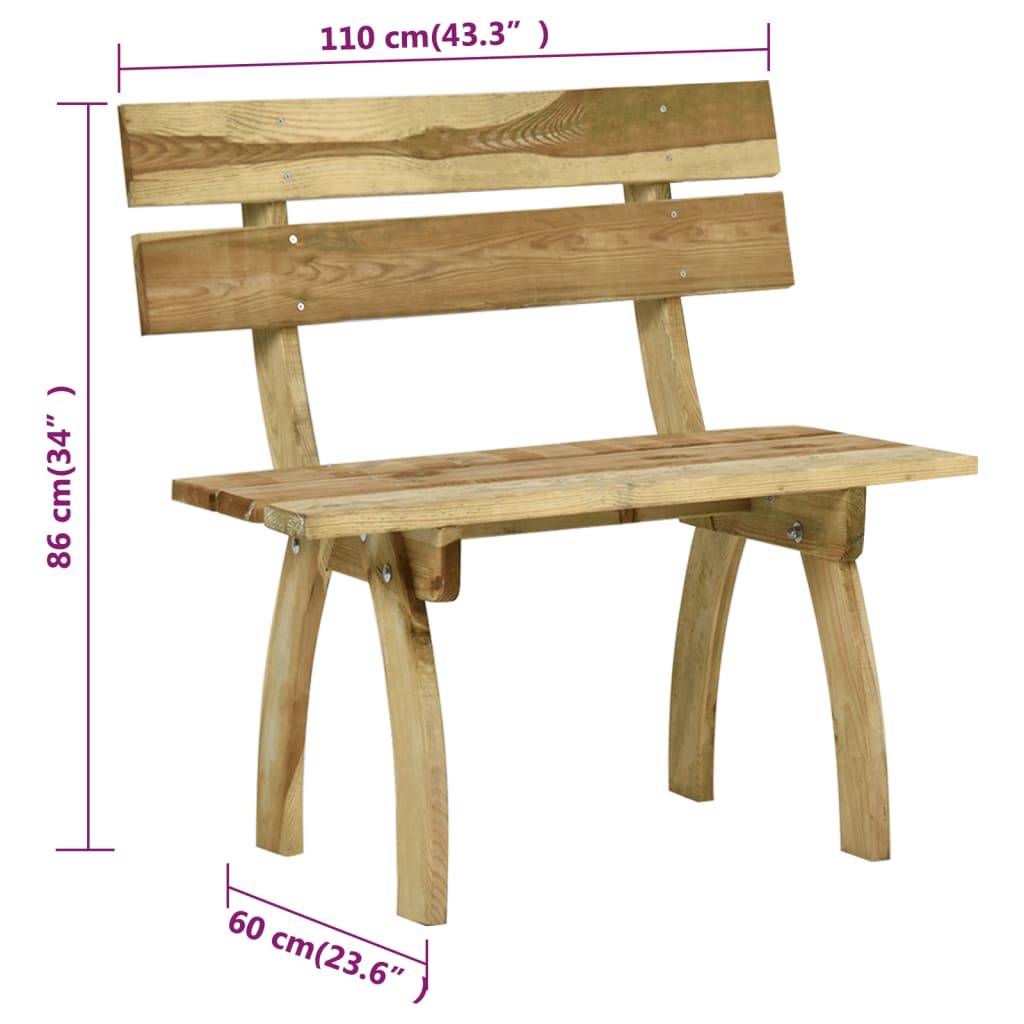 Maison Chic - Banc de jardin - Banc d'extérieur - Banquette 110 cm bois de pin imprégné - Imagen 7