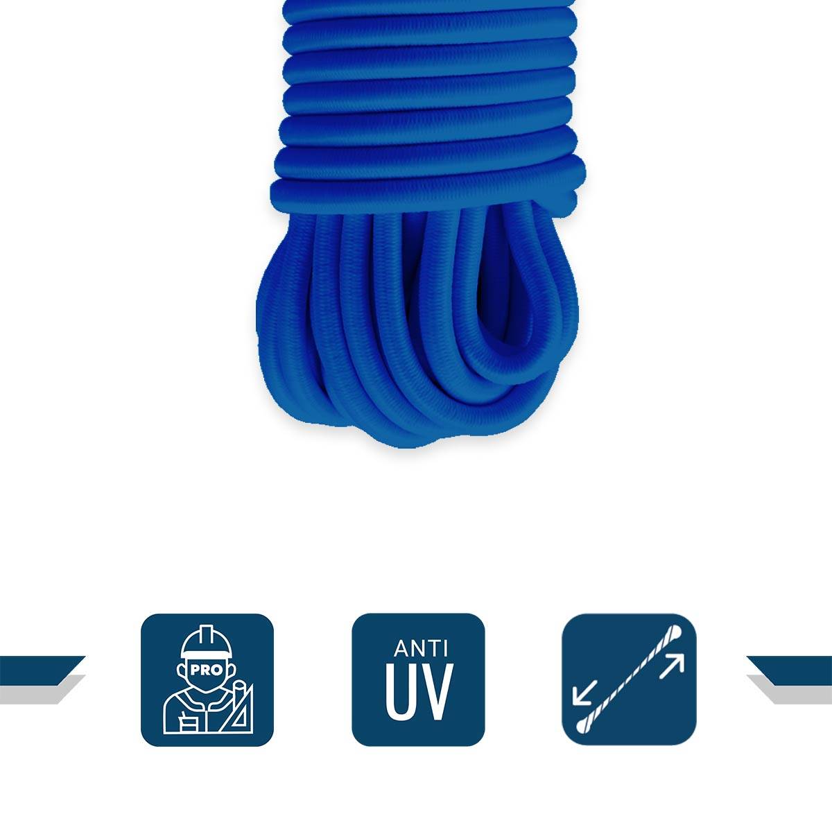 Sandow élastique Bleu 15 mètres 9SW - Qualité PRO - Tendeur pour bâche de diamètre 9 mm TECPLAST - Image 3
