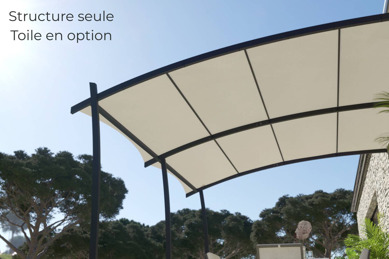 Couleurs du monde - Kyoto - Pergola adossée 3,5x4m en aluminium - Structure Seule  - Couleurs du Monde - Imagen 2