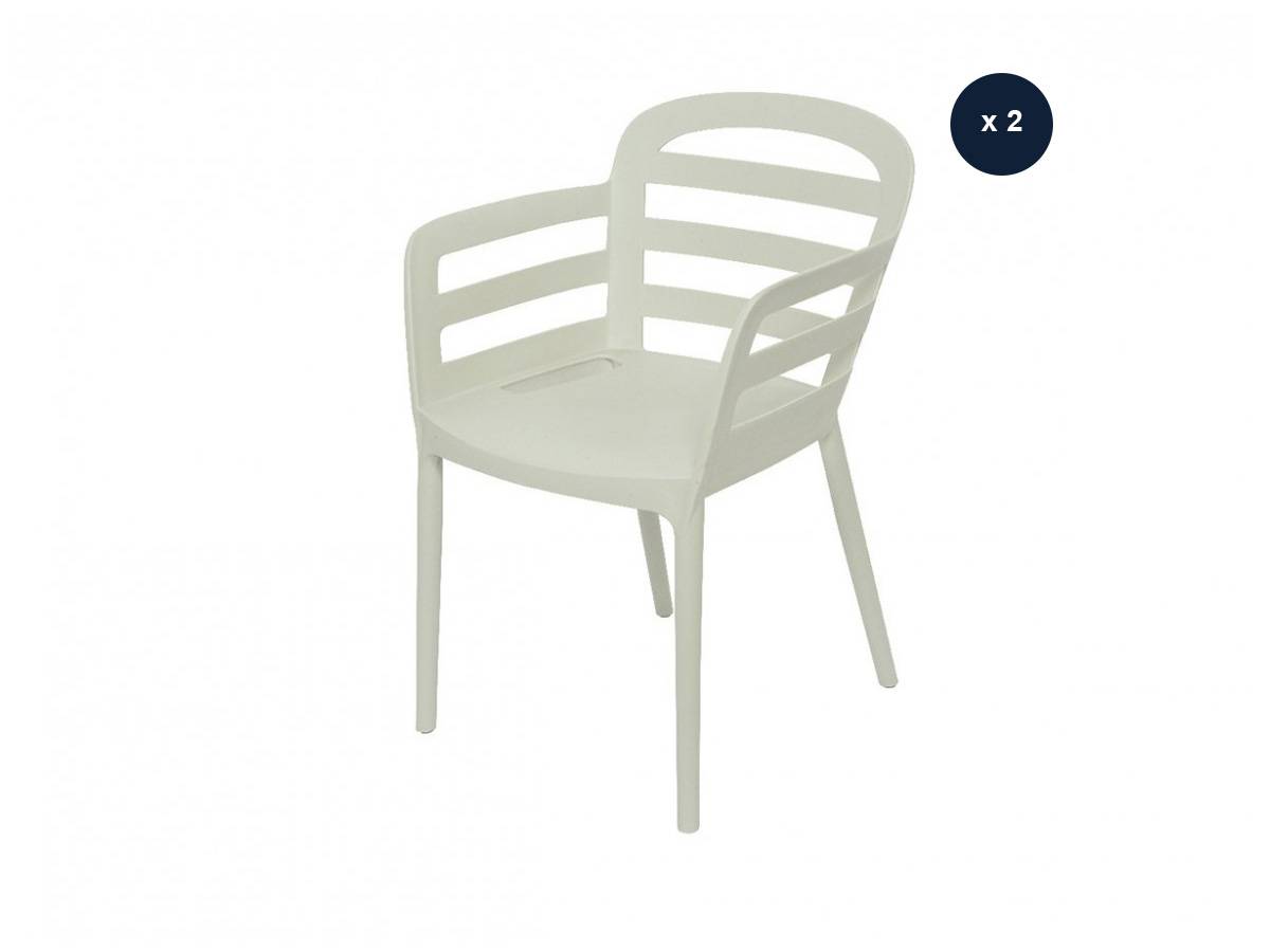 Jardideco - Lot de 2 chaises de jardin Boston Blanc - Jardideco - Imagen 1