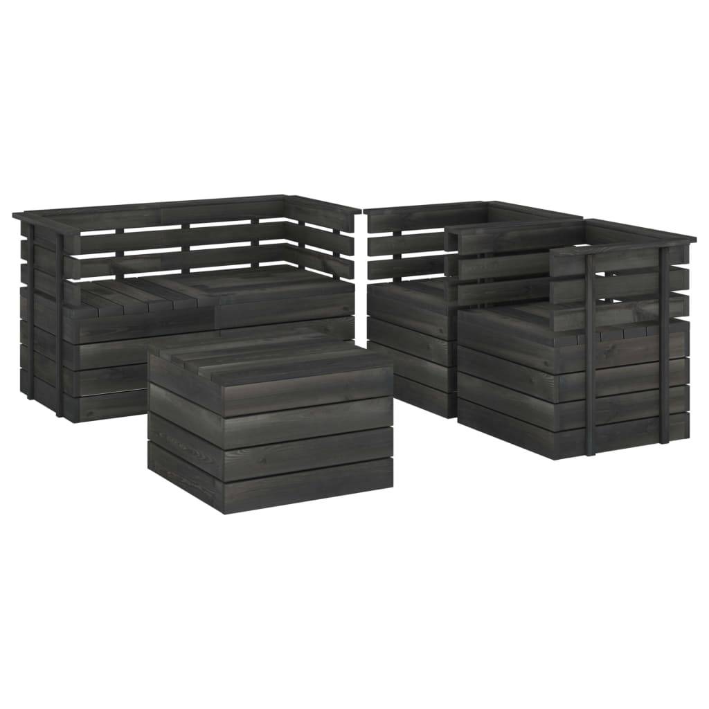 Helloshop26 - Salon de jardin palette meuble d'extérieur ensemble de mobilier 5 pièces bois de pin massif gris foncé - Imagen 1