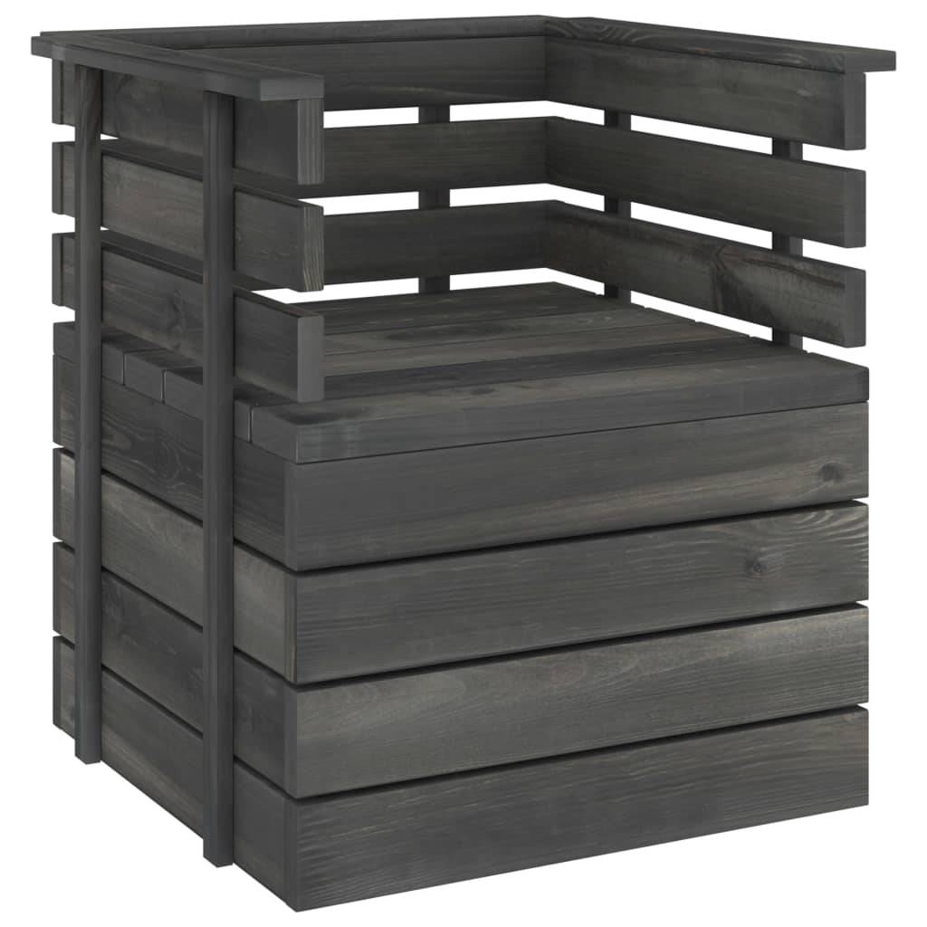 Helloshop26 - Salon de jardin palette meuble d'extérieur ensemble de mobilier 5 pièces bois de pin massif gris foncé - Imagen 3