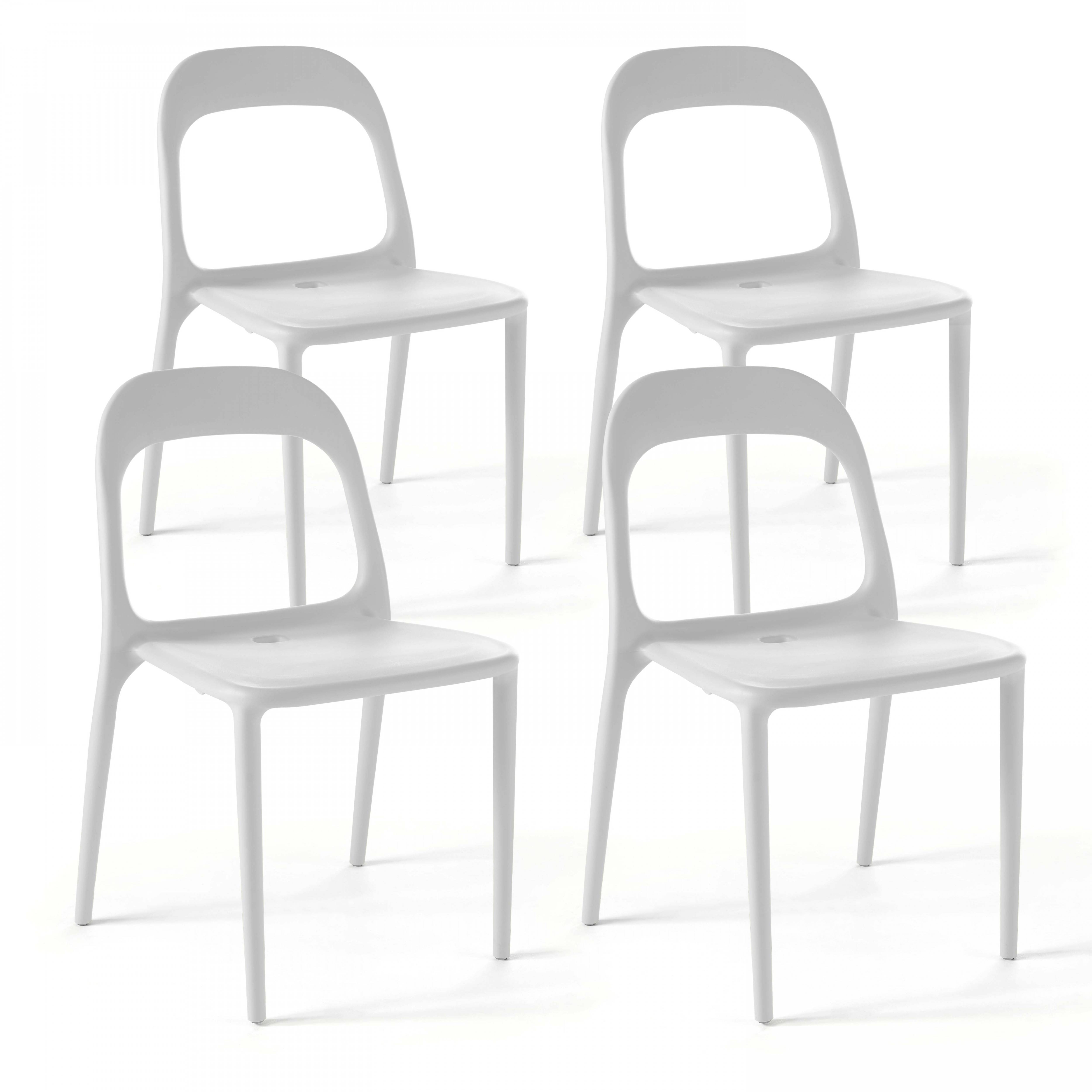 Oviala - Lot de 4 chaises en plastique blanc Milan - Oviala - Imagen 1