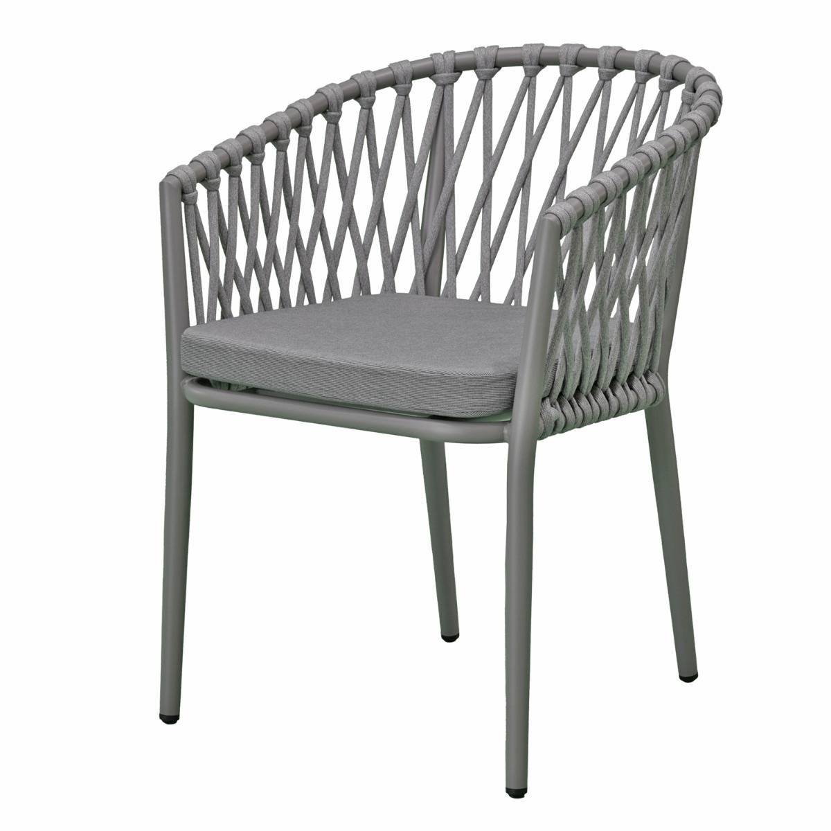 Fauteuil en aluminium et corde gris clair, Lula - Gecko Jardin - Image 2