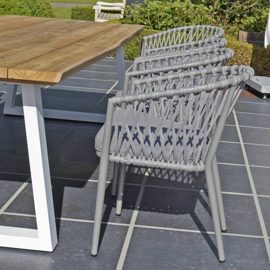 Fauteuil en aluminium et corde gris clair, Lula - Gecko Jardin - Image 4